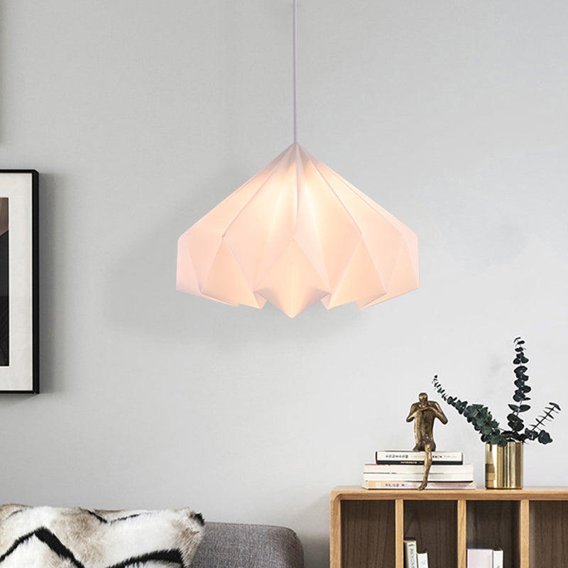 Modern White Acrylic Cone Pendant Lamp With Sinuous Design