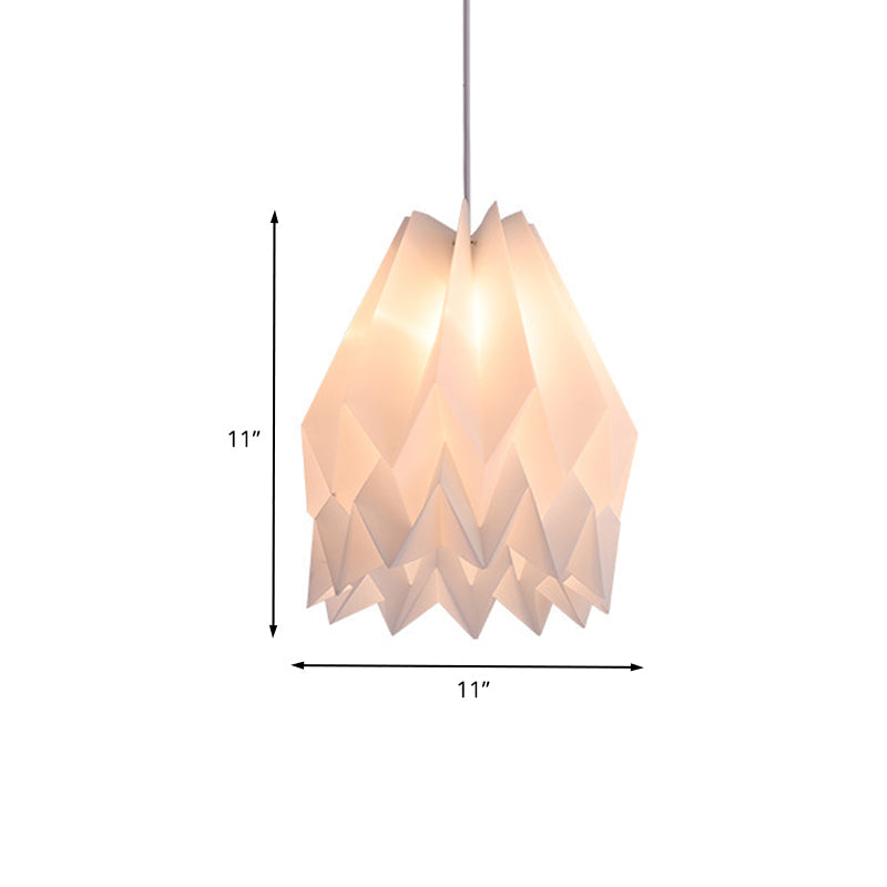 Modernist Hanging Pendant Lamp - Sinuous Acrylic White Finish 1-Light Kit