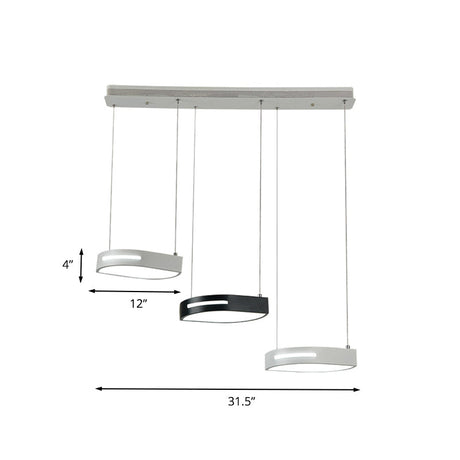 Modernist Leaf Pendant Light - Metal 3 Heads Black And White