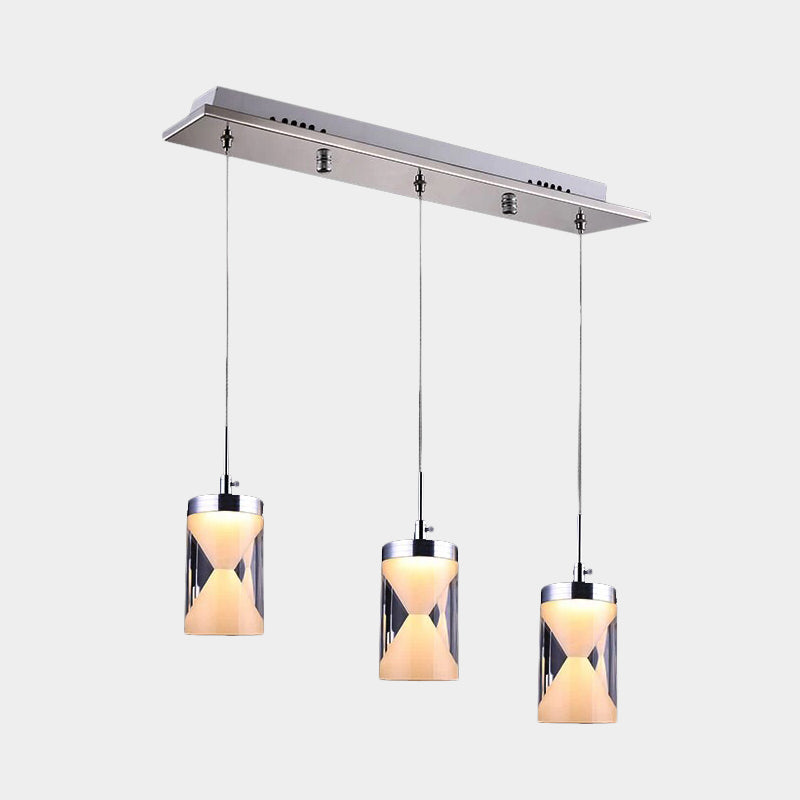 Modern Acrylic Led Hanging Light With Chrome Cluster Pendant - 3 Bulbs Warm/White