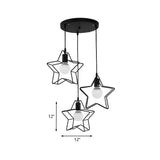 Industrial Metal Star Pendant Light With 3 Black Wire Lights - Perfect For Your Bedroom