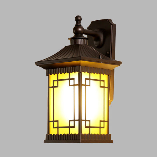 Farmhouse Black Metallic Wall Sconce With Squared Pavilion Design And 1 Bulb