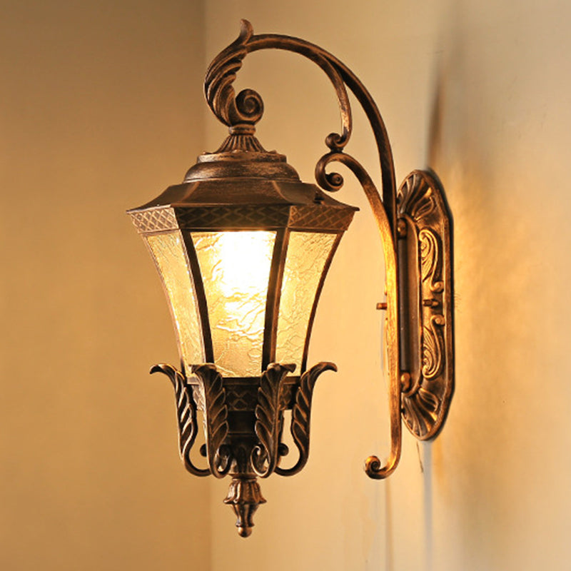 Farmhouse Metal Wall Mount Sconce: Dark Coffee 1-Head Lamp For Corners