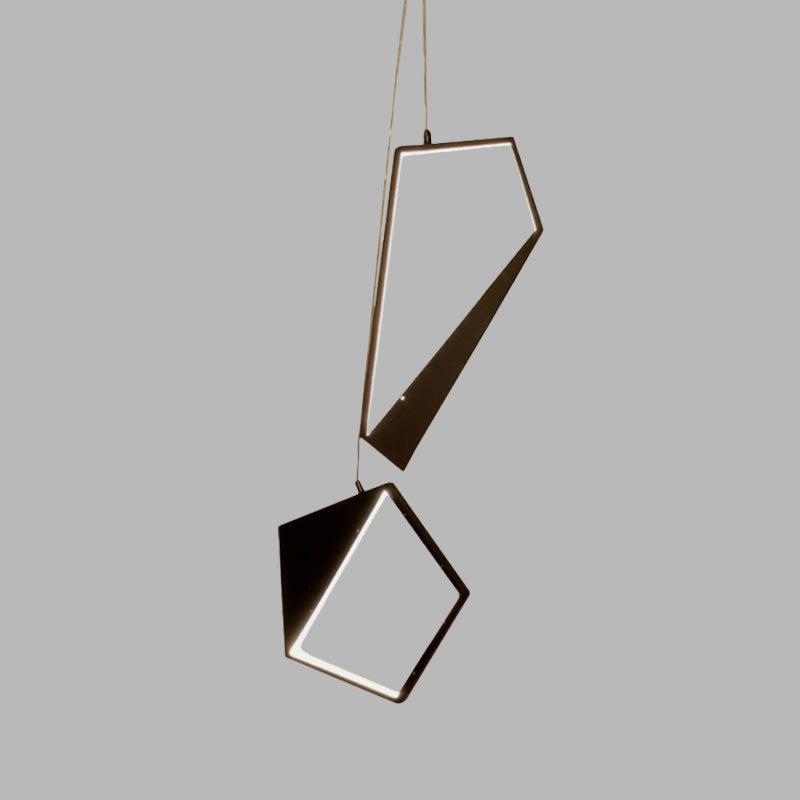 Minimalist Black Geometric Led Pendant Lamp With Acrylic Cluster - White/Warm Light For Living Room
