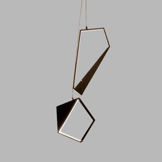 Minimalist Black Geometric Led Pendant Lamp With Acrylic Cluster - White/Warm Light For Living Room