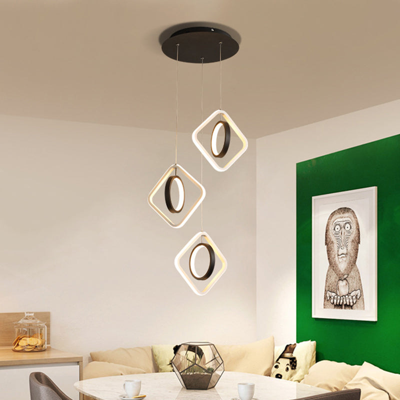 Contemporary Acrylic Led Pendant Light For Dining Room In Black Or White/Warm