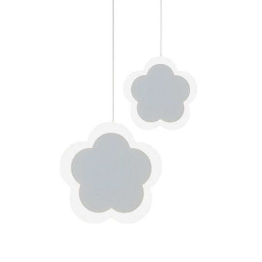Contemporary White Led Acrylic Pendant Light - Flower Design Ceiling Suspension Lamp In Warm/White