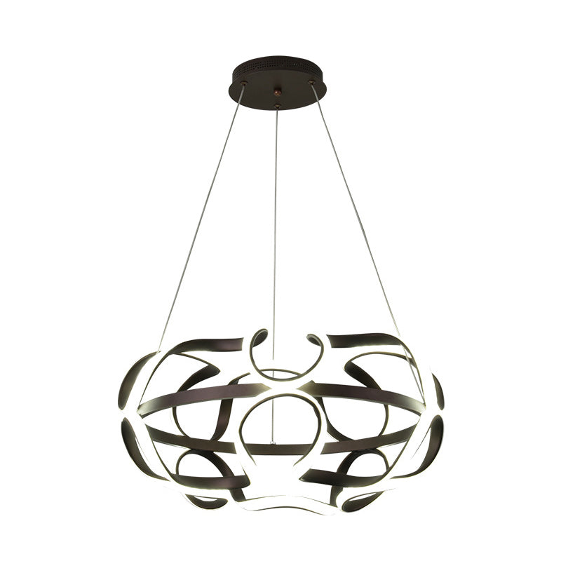 Modern Twisted Led Chandelier Pendant Light In Coffee - Acrylic Hanging Lamp For Living Room