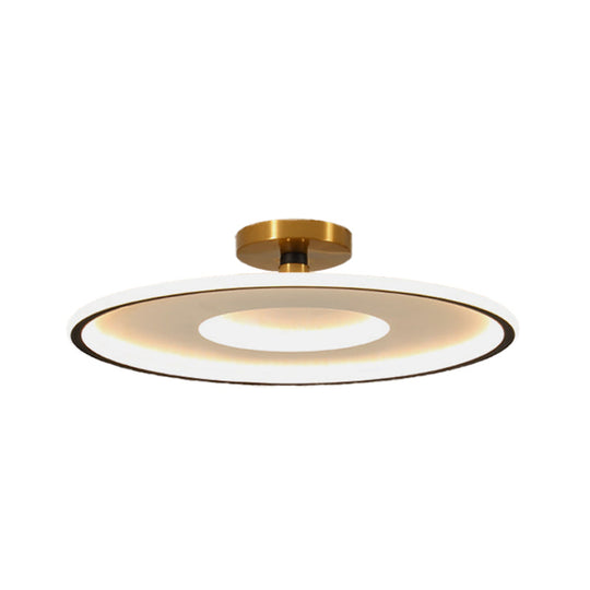 Sleek Acrylic Led Close To Ceiling Light In White/Gold Or Black/Gold 18’/21.5’ Dia