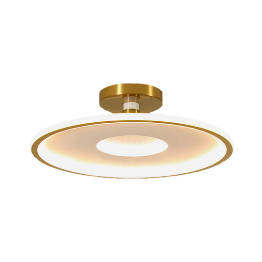 Sleek Acrylic Led Close To Ceiling Light In White/Gold Or Black/Gold 18’/21.5’ Dia