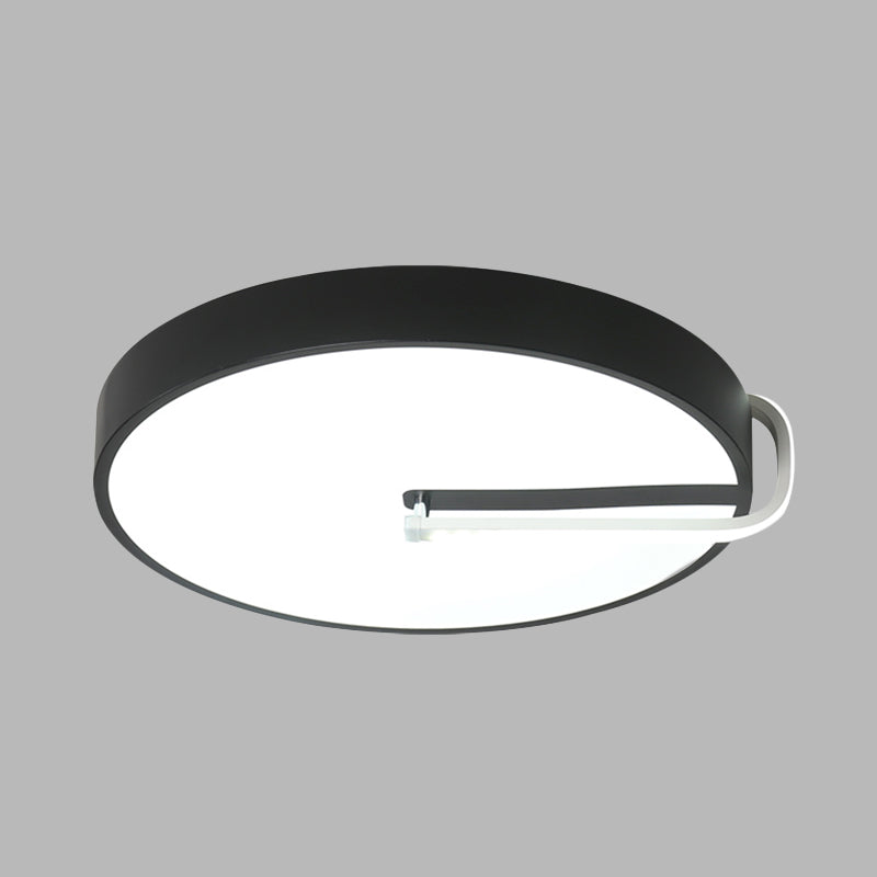 Modern Black Metal Led Drum Flush Mount Ceiling Lamp 16’/19.5’ Wide - Perfect For Bedroom Lighting