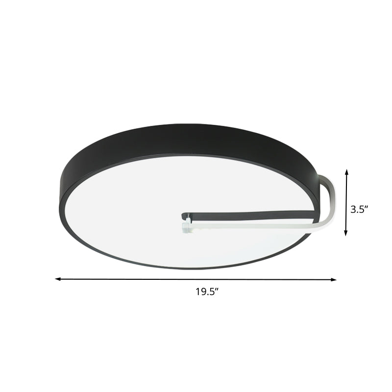 Modern Black Metal Led Drum Flush Mount Ceiling Lamp 16/19.5 Wide - Perfect For Bedroom Lighting