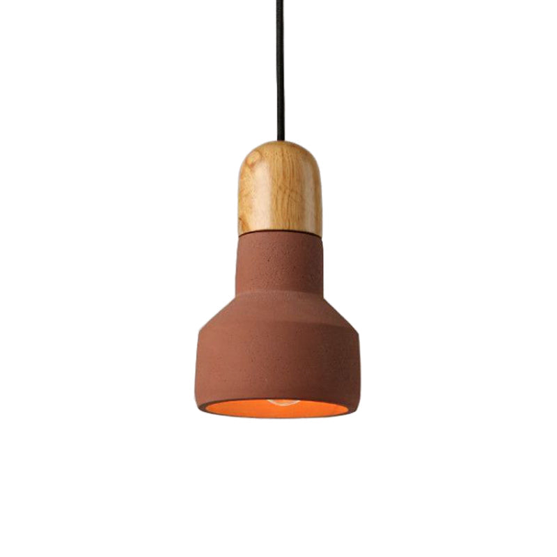 Industrial Style Cement Pendant Light - Barn Bulb Gray/Green/Red Hanging Cord