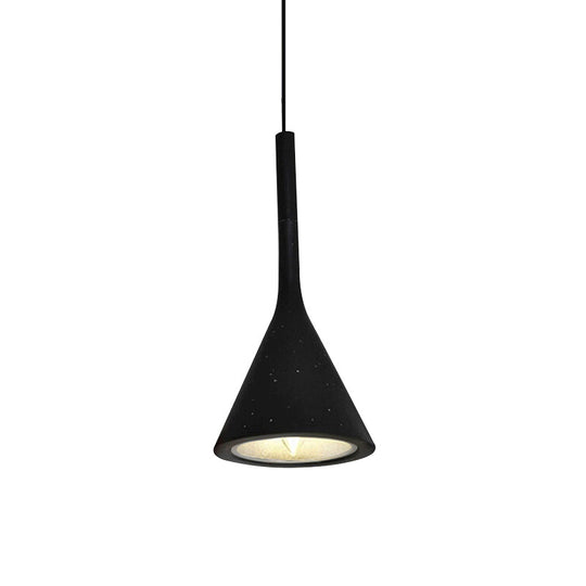Industrial Hanging Pendant Lamp With Funnel Shade - Black/Grey Aluminum And Concrete Ceiling Light