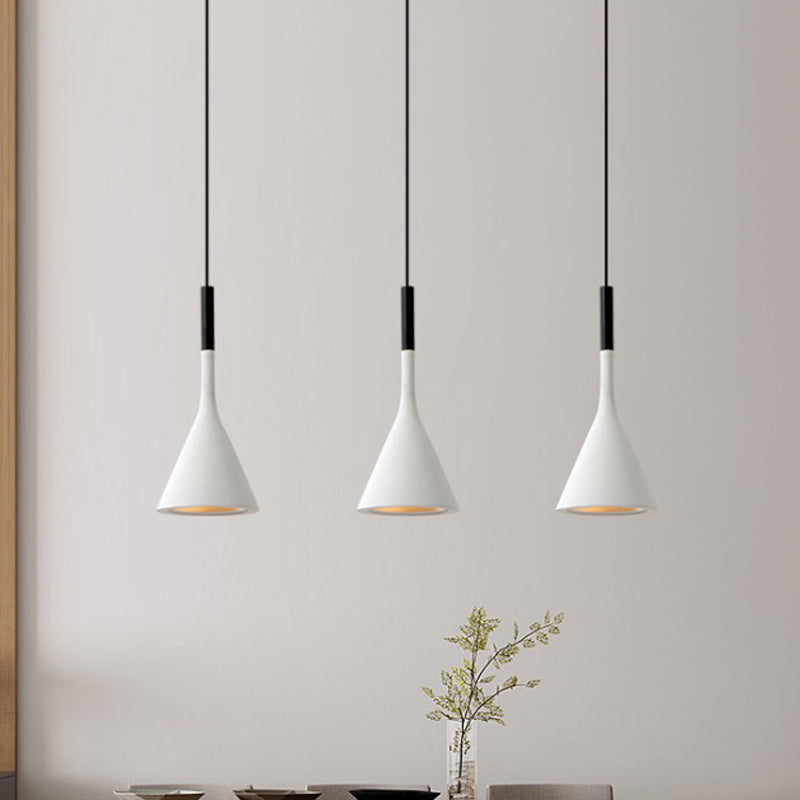 Industrial Hanging Pendant Lamp With Funnel Shade - Black/Grey Aluminum And Concrete Ceiling Light
