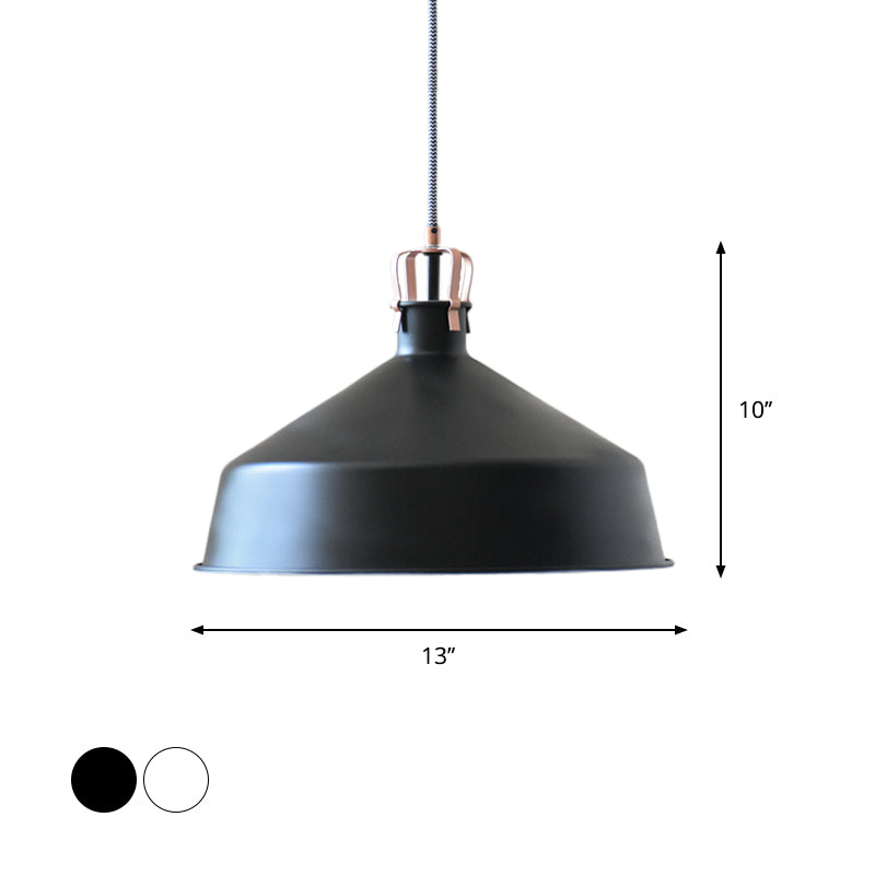 8.5’/13’ Minimalistic Dome Pendant Ceiling Light In Black/White - Metallic Finish For Living Room