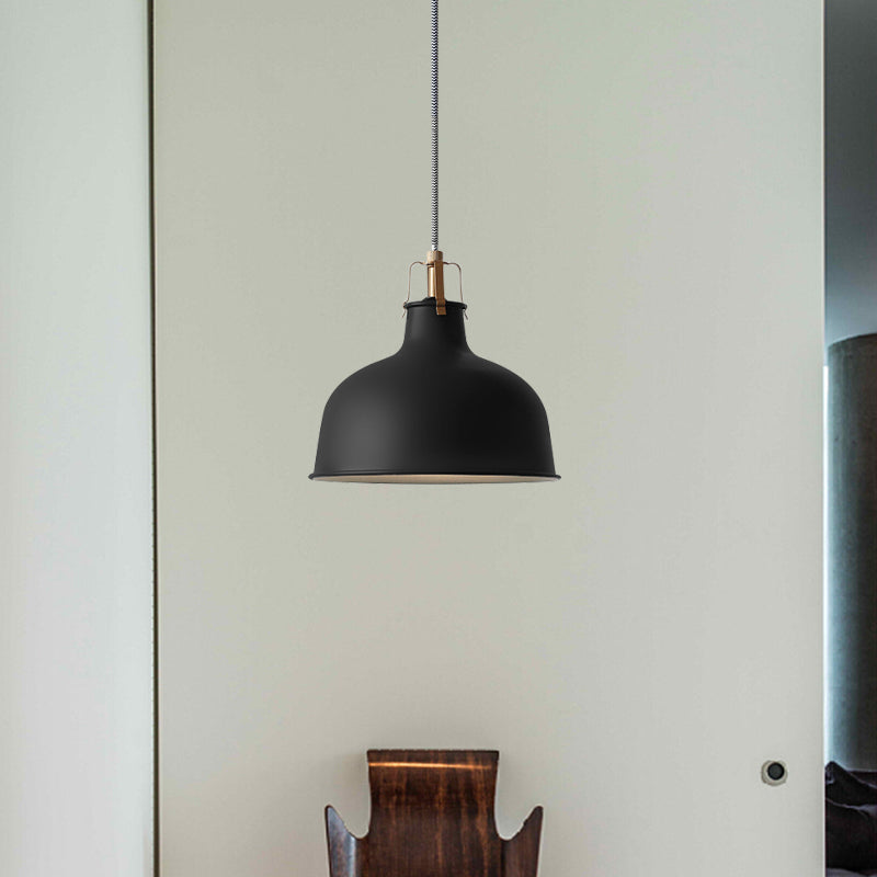8.5’/13’ Minimalistic Dome Pendant Ceiling Light In Black/White - Metallic Finish For Living Room
