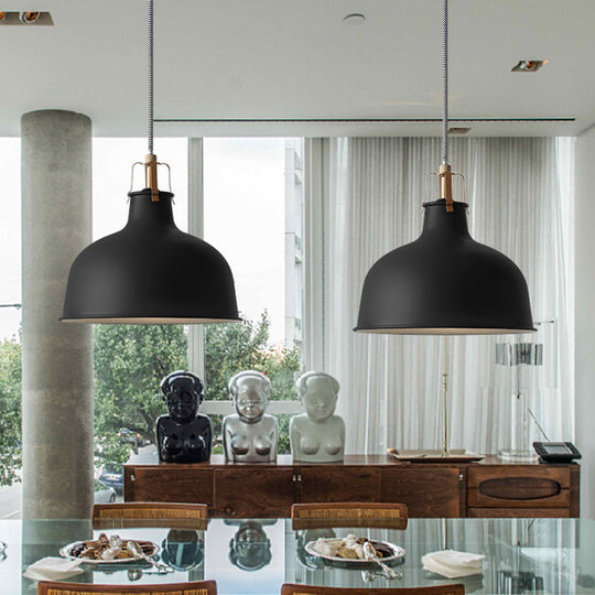 8.5’/13’ Minimalistic Dome Pendant Ceiling Light In Black/White - Metallic Finish For Living Room