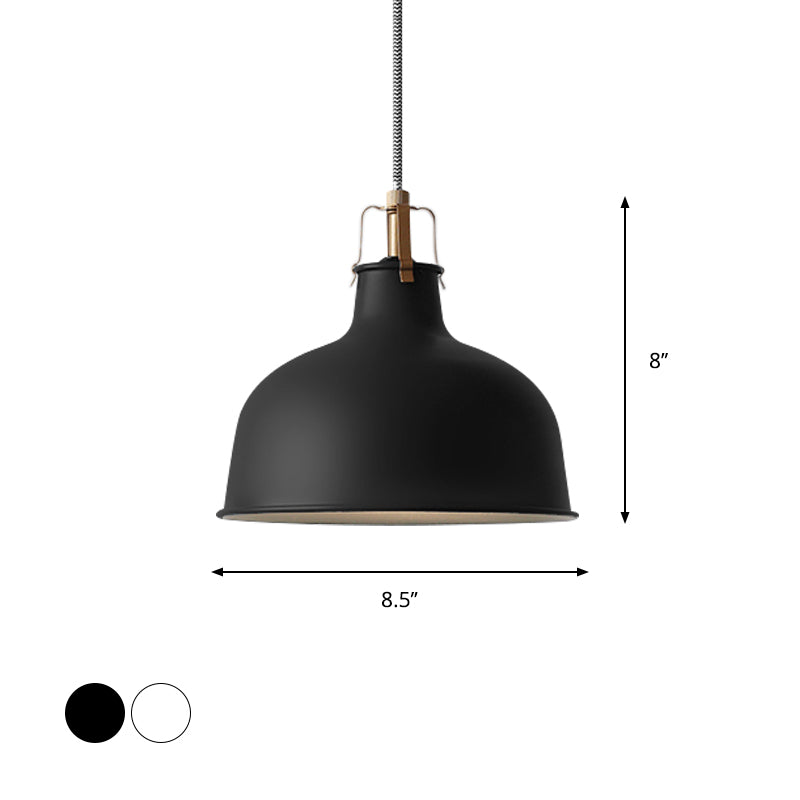 8.5’/13’ Minimalistic Dome Pendant Ceiling Light In Black/White - Metallic Finish For Living Room