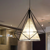 Modern Beige Diamond Rattan Hanging Pendant Light - Available In 15 18 And 19.5 Width Ideal For