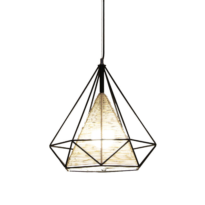 Diamond Rattan Hanging Pendant Light - Modern 1 Beige Ceiling For Kitchen Island 15’/18’/19.5’ Wide