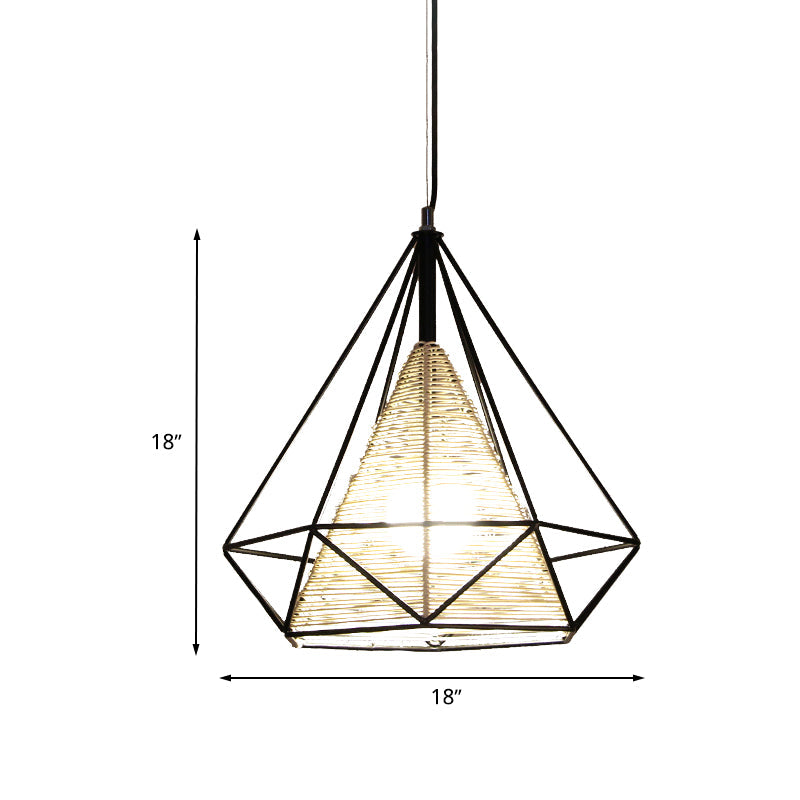 Diamond Rattan Hanging Pendant Light - Modern 1 Beige Ceiling For Kitchen Island 15’/18’/19.5’ Wide