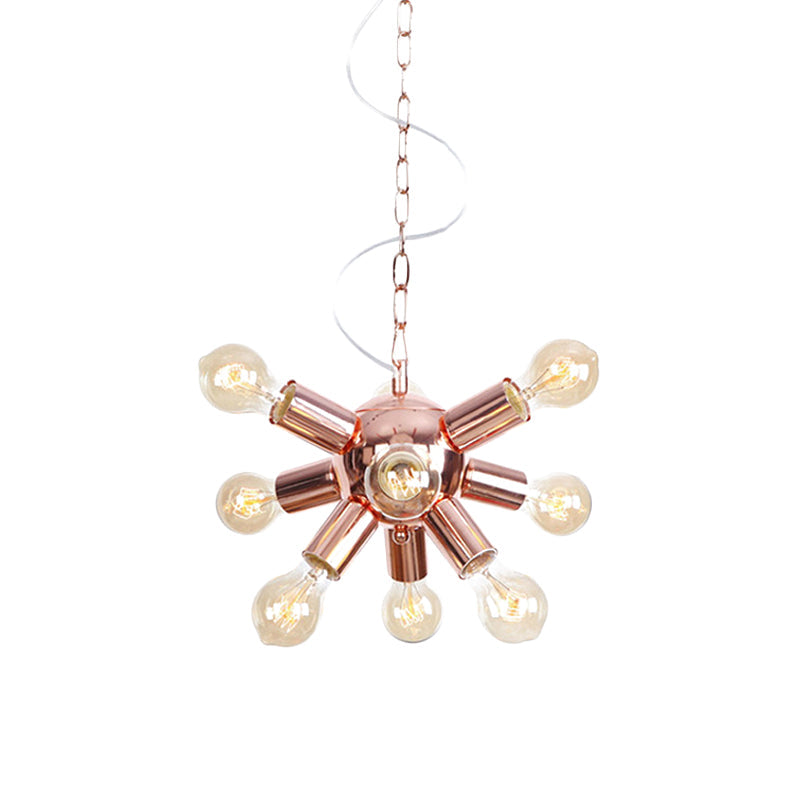 Retro Style Rose Gold Starburst Chandelier With 6/9 Lights - Perfect For Restaurants