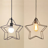 Minimalist Black/Bronze Metal Wire Pendant Light For Living Room - Star Ceiling Hanging Fixture