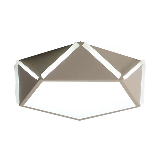 Diamond Acrylic Led Ceiling Lamp - Cafe Pentagon Macaron Style Grey / 16 White