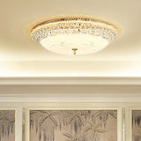 Modern Led Gold Flush Mount Ceiling Light With Crystal Accents Dome White Glass 12/16/19.5 W / 12