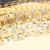 Modern Led Gold Flush Mount Ceiling Light With Crystal Accents Dome White Glass 12’/16’/19.5’ W