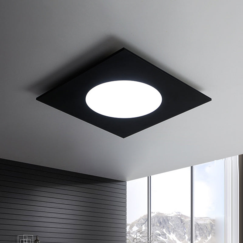 Minimalist Led Flush Mount Light In Metallic Squared Design With White/Warm Black / Warm