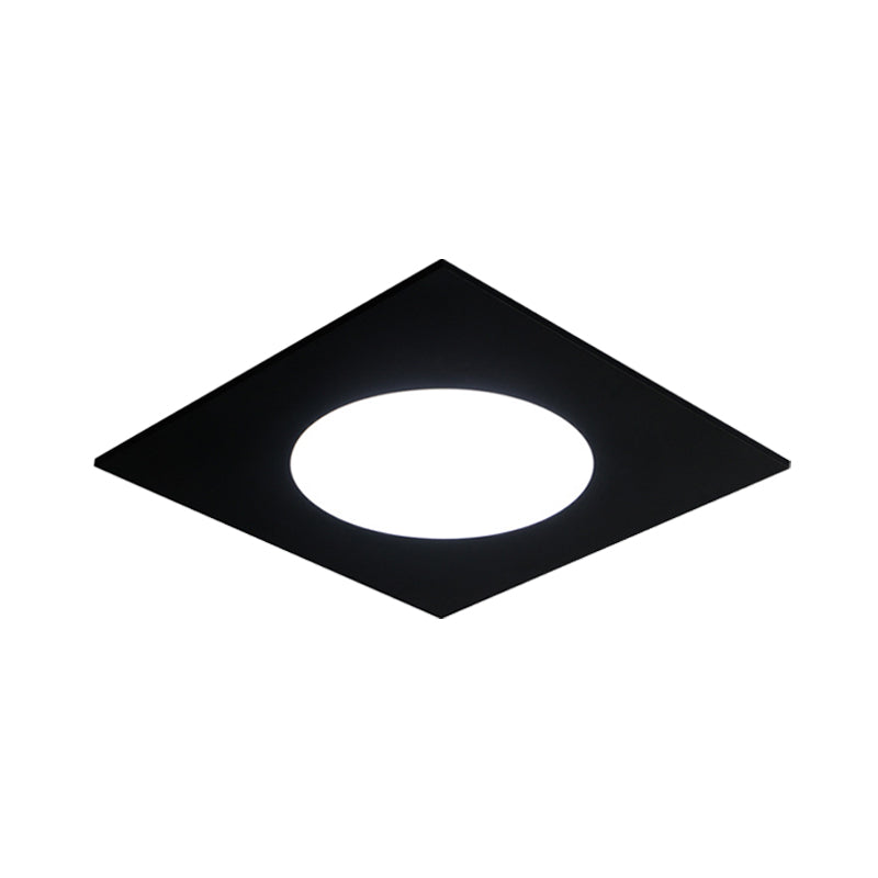 Minimalist Led Flush Mount Light In Metallic Squared Design With White/Warm