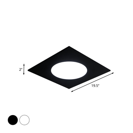 Minimalist Led Flush Mount Light In Metallic Squared Design With White/Warm