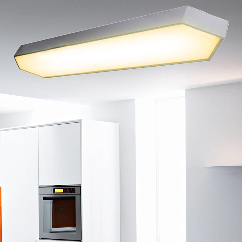 Contemporary Led Metal Strip Flush Mount Lighting - White/Black/Silver 4’/8’ Wide 3 Light Options