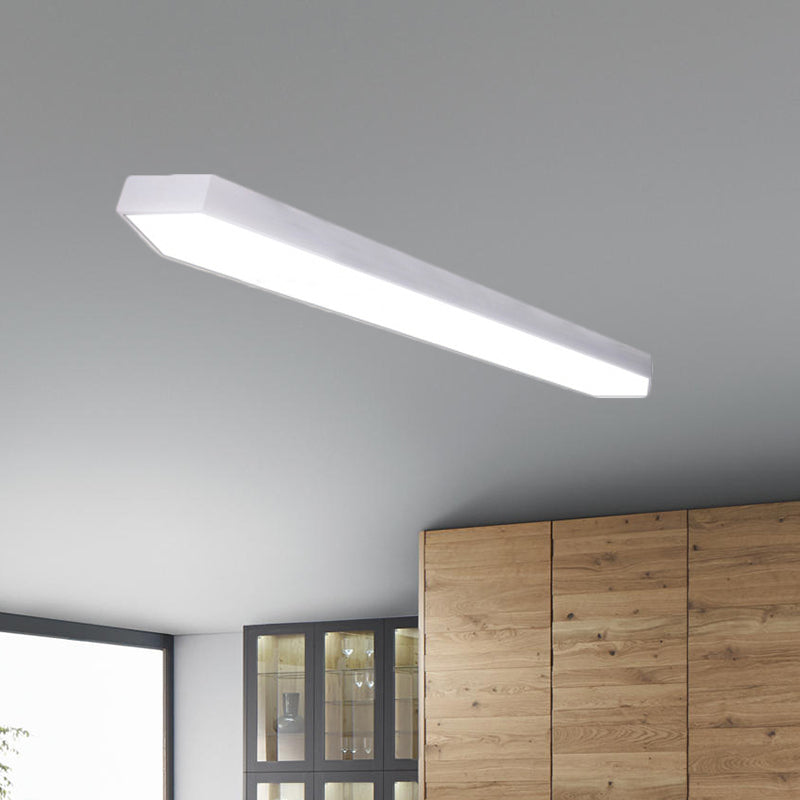 Contemporary Led Metal Strip Flush Mount Lighting - White/Black/Silver 4’/8’ Wide 3 Light