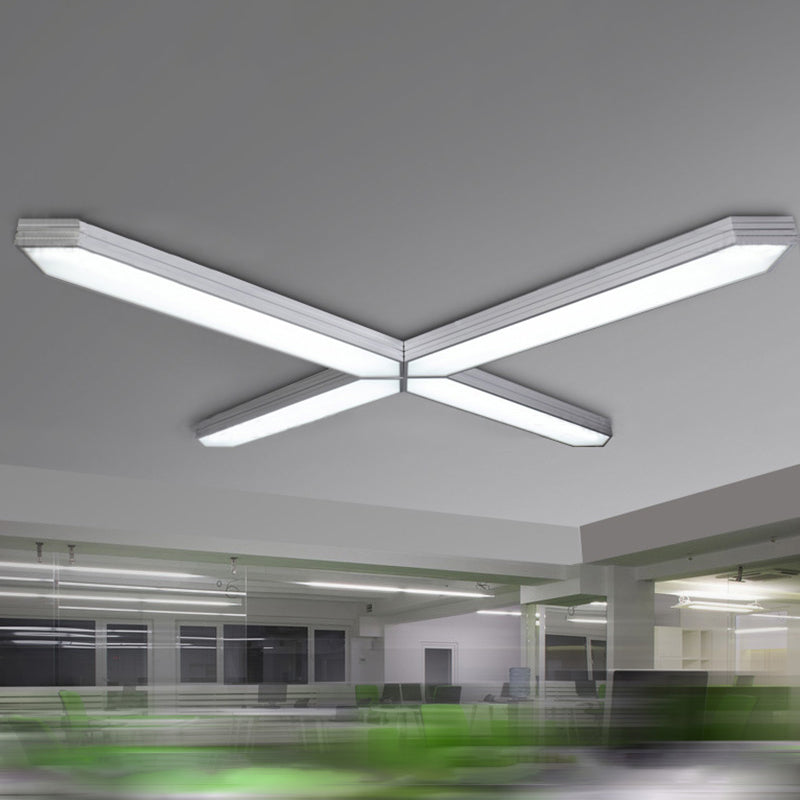 Contemporary Led Metal Strip Flush Mount Lighting - White/Black/Silver 4’/8’ Wide 3 Light Options