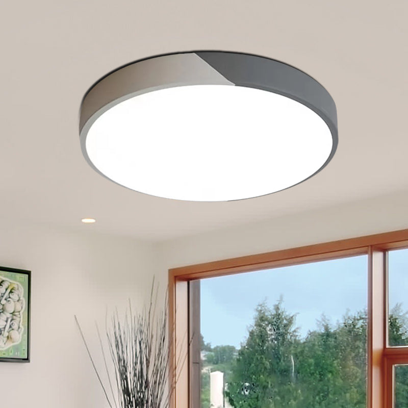 Round Flush Mount Led Ceiling Lamp In Macaron Acrylic And Metal - Available 3 Sizes Color Options