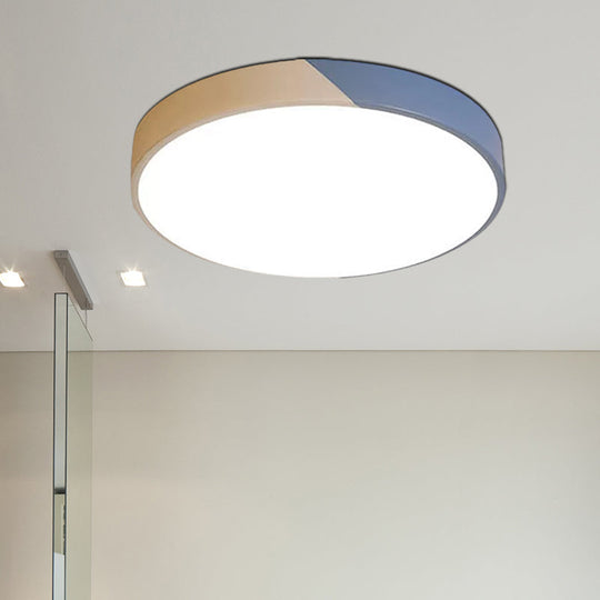 Round Flush Mount Led Ceiling Lamp In Macaron Acrylic And Metal - Available 3 Sizes Color Options