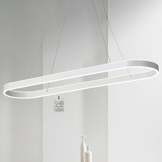 Gold/White Oval Suspension Pendant Led Ceiling Light - 31.5’’/39’’/47’’ Wide Minimalist