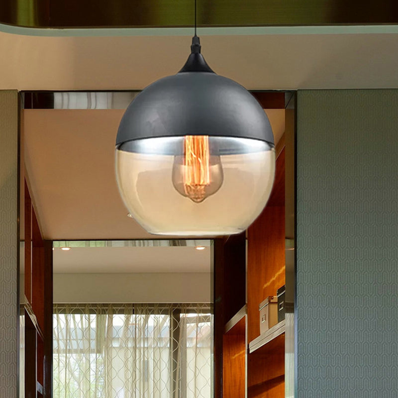 Modern 1-Light Drum/Cylinder/Jar Suspension Pendant – Clear/Yellow Glass White/Black Fixture