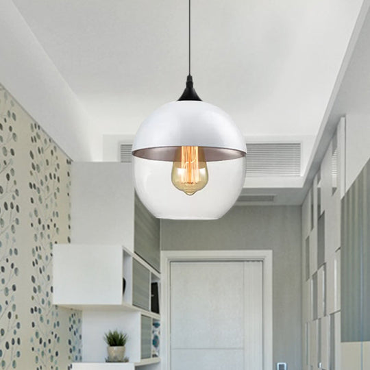 Modern 1-Light Drum/Cylinder/Jar Suspension Pendant – Clear/Yellow Glass White/Black Fixture