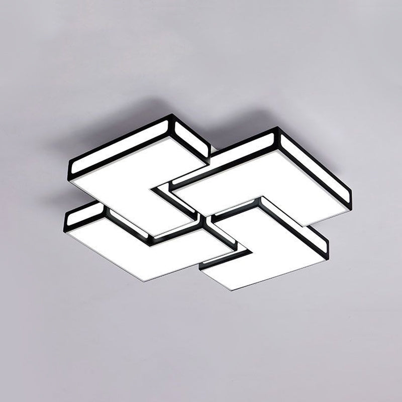 Contemporary Acrylic Led Flushmount For Adult Bedroom In White/Black