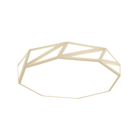 Modern Faceted Ceiling Flush Mount Led Fixture - White/3 Color Light Wooden Bedroom Design 16/19.5 W