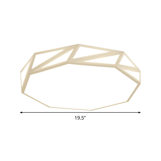 Modern Faceted Ceiling Flush Mount Led Fixture - White/3 Color Light Wooden Bedroom Design