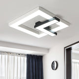Iron Squared Led Ceiling Flush Mount With Black And White Clock Design White/Warm Light - 16.5/20.5