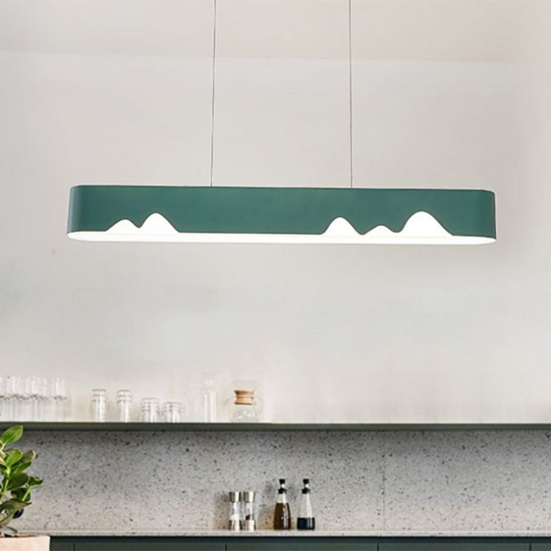 Modern Led Rectangular Linear Chandelier With Metal Hanging Ceiling Light (White/Black/Green) -