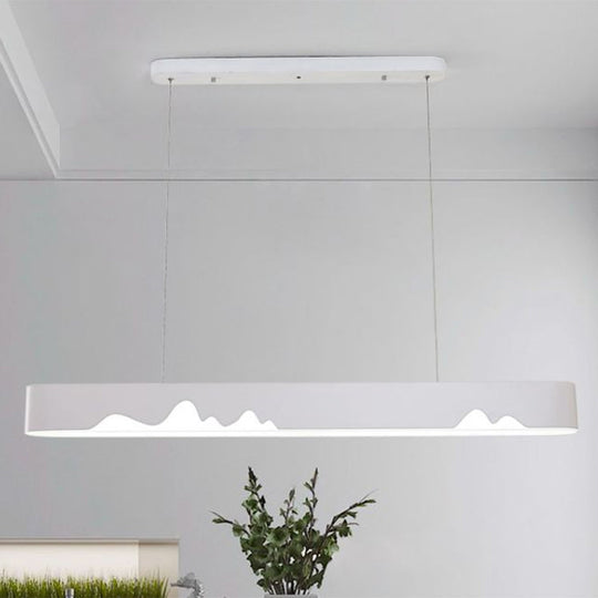 Lustre linéaire LED moderne - Blanc/noir/vert - Design rectangulaire - Plafonnier suspendu en blanc/lumière chaude - 35,5"/47" de large