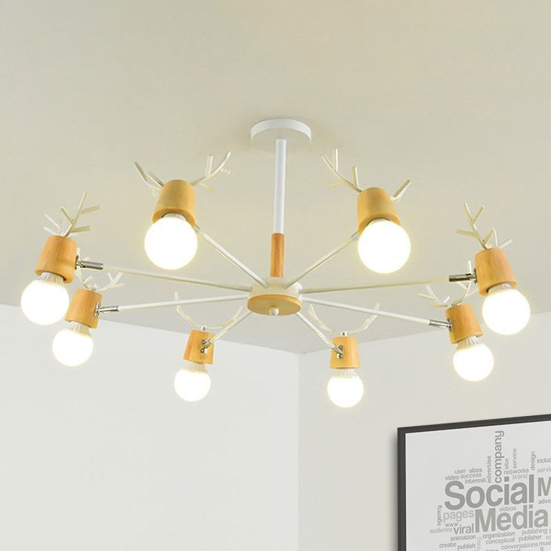 Sputnik Metal Chandelier - Modern Ceiling Hang Fixture With Bare Bulb For Bedroom 3/6/8 Lights