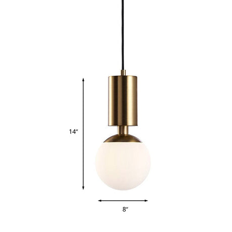 Minimalist Glass Sphere Pendant Light 1-Head Black Ceiling Suspended Lamp 8 Wide